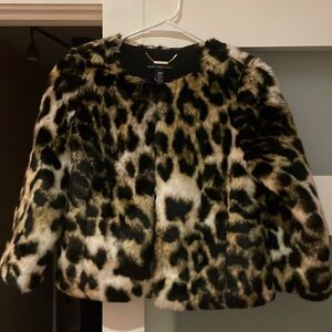 Chico’s black label faux fur bolero leopard 00 Worn once